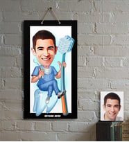 BK Gift Kişiye Özel Bay Diş Hekimi Karikatür Ahşap Tablo  2