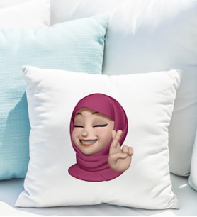 Emoji Kız Tesettürlü Stiker Yastığı