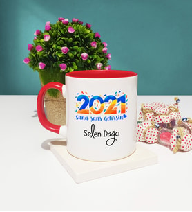 Sana Şans Getirsin 2021 Yılbaşı Hediyesi Kupa Bardak Kırmızı