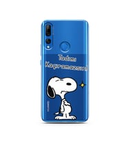 Snoopy Tasarımlı Süper Şeffaf Silikon Telefon Kılıfı Huawei Y9 Prime 2019