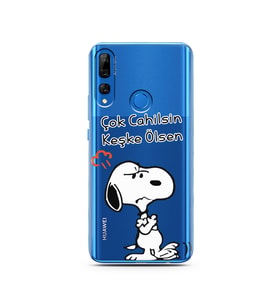 Snoopy Tasarımlı Süper Şeffaf Silikon Telefon Kılıfı Huawei Y9 Prime 2019