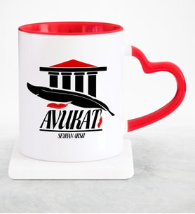 BK Gift Kişiye Özel Mesleki Avukat Kırmızı Kalpli Kupa Bardak  7