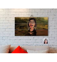 BK Gift Kişiye Özel Mona Lisa Karikatürlü Otantik Ahşap Palet Tablo-1
