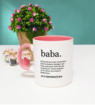 Kişiye Özel Baba Tasarımlı İsme Özel Baba Kupa Bardak Pembe