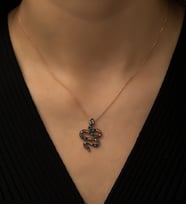 Papatya Silver Yılan Kolye Renkli Mix Nano Zirkon Taşlı Rose Gold Kaplama 925 Ayar Gümüş