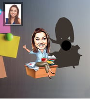 Kişiye Özel Öğretmen Karikatürlü Ahşap Magnet Bayan-2