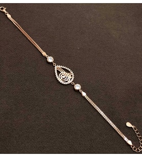 Damla Model Osmanlı Tuğralı Rose Kaplama Gümüş Bayan Bileklik