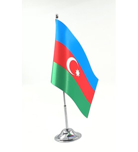 Masa Bayrağı Direkli Azerbaycan Bayrağı ( Tekli ) (Krom)