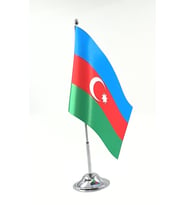 Masa Bayrağı Direkli Azerbaycan Bayrağı ( Tekli ) (Krom)