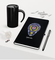 BK Gift Kişiye Özel Polis Temalı Siyah Defter Kalem Termos Mug Seti - 2 (Model 1)