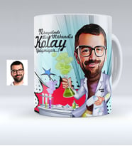 BK Gift Kişiye Özel Bay Kimya Mühendisi Karikatürlü Beyaz Kupa Bardak  1