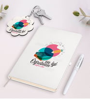 BK Gift Kişiye Özel En İyi Öğretmen Beyaz Defter Kalem Ve Anahtarlık Hediye Seti-3 (Model 1)