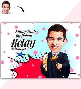 BK Gift Kişiye Özel Bay Hakim Karikatür Baskılı Yaş Pasta İçin Yenilebilir Şekerli Kağıt  1(Sadece Kağıt)