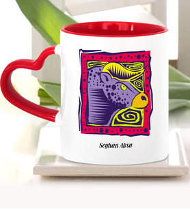 BK Gift Kişiye Özel Boğa Burcu Kalpli Kupa Bardak Model 5