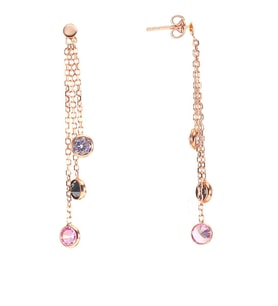 Gümüş rose renkli taşlı küpe SGTL8546