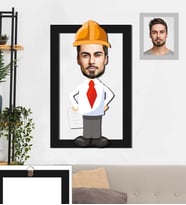 Kişiye Özel Mühendis Karikatürlü 3D Ahşap Tablo 30x47 Bay-1