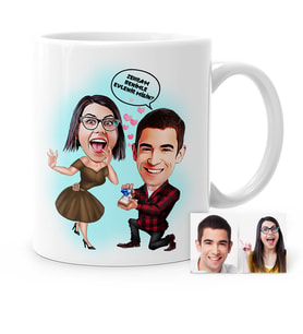 BK Gift Kişiye Özel Benimle Evlenir Misin Karikatür Beyaz Kupa Bardak  4