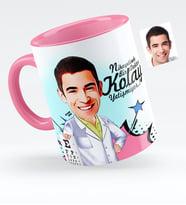 BK Gift Kişiye Özel Bay Göz Doktoru Karikatürlü Pembe Kupa Bardak  1