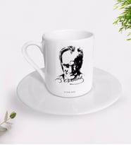 BK Gift Kişiye Özel Atatürk Temalı Türk Kahvesi Fincanı-13 (Beyaz)