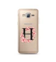 Pembe Çiçekli Harf Tasarım Süper Şeffaf Silikon Telefon Kılıfı Samsung J3 (2016)