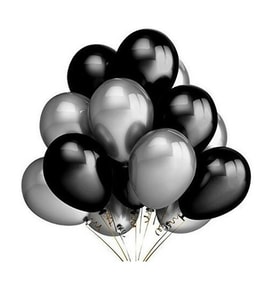 30 Adet Siyah Gümüş Gri Karışık Balon ( Balonlar Sönüktür)