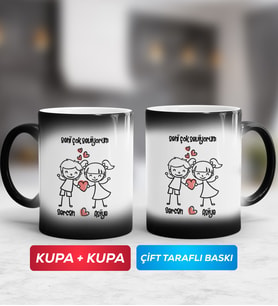 İkili Kişiye Özel Sevgililer Günü Hediyesi Sihirli Kupa Bardak