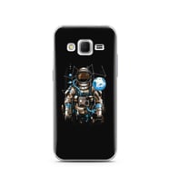 Uzay Astronot Tasarım Süper Şeffaf Silikon Telefon Kılıfı Samsung Core Prime