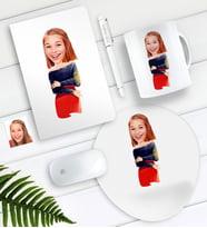 BK Gift Kişiye Özel Bayan Karikatürlü Defter Kalem Kupa Mouse Pad Seti-12 (Model 1)