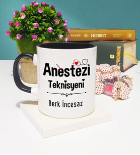 Anestezi Teknisyeni Tasarımlı Kişiye Özel Anestezi Teknisyeni Kupa Bardak Siyah