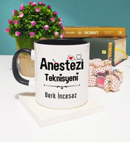 Anestezi Teknisyeni Tasarımlı Kişiye Özel Anestezi Teknisyeni Kupa Bardak Siyah