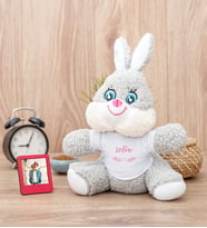Kadına Hediye İsim Yazılı Peluş Tavşan ve Mini Fotoğraf Çerçevesi