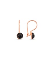 Söğütlü Silver Gümüş rose  onix taşlı çengelli yarım top küpe