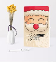 BK Gift Kişiye Özel Yılbaşı Noel Baba Temalı Beyaz Defter Kalem Seti - 6