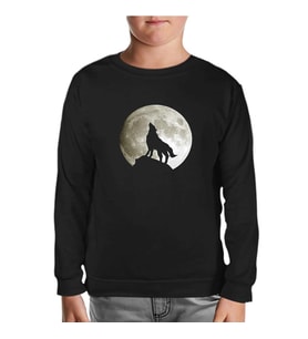 Kurt ve Ay Siyah Çocuk Sweatshirt