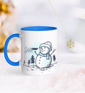 BK Gift Kişiye Özel Yılbaşı Mutlu Yıllar Mavi Kupa ve Kar Tanesi Kolye-18 (Model 1)