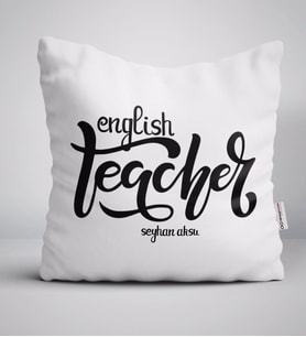 BK Gift Kişiye Özel İngilizce Öğretmeni Beyaz Yastık-15