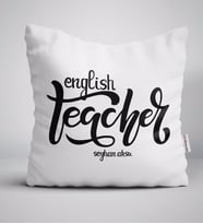 BK Gift Kişiye Özel İngilizce Öğretmeni Beyaz Yastık-15