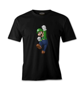 Mario & Luigi - Luigi  Siyah Erkek Tshirt