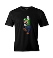 Mario & Luigi - Luigi  Siyah Erkek Tshirt