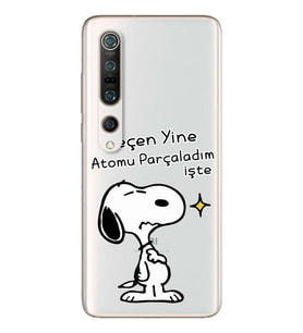 Snoopy Tasarımlı Süper Şeffaf Silikon Telefon Kılıfı Xiomai Mi10- Mi 10 Pro