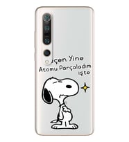 Snoopy Tasarımlı Süper Şeffaf Silikon Telefon Kılıfı Xiomai Mi10- Mi 10 Pro
