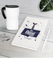 BK Gift Kişiye Özel İlk Babalar Günün Kutlu Olsun Beyaz Defter Kalem Termos Mug Seti-1 (Model 1)