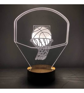 Basket Potası Figürlü Dekoratif Hediye Led Masa Lambası 7 Işık Rengi Ahşap Taban