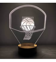 Basket Potası Figürlü Dekoratif Hediye Led Masa Lambası 7 Işık Rengi Ahşap Taban
