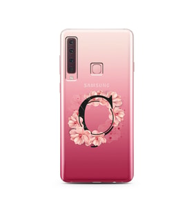Pembe Çiçekli Harf Tasarım Süper Şeffaf Silikon Telefon Kılıfı Samsung A9 (2018)