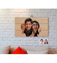 BK Gift Kişiye Özel Sevgililer Karikatürlü Otantik Ahşap Palet Tablo-18