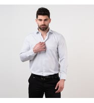 MUGİ RAHAT KESİM CEPLİ ERKEK GÖMLEK (Beyaz-Gri)