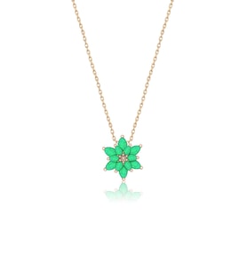 Papatya Silver 925 Ayar Gümüş Doğal Opal Taşlı Lotus Kolye (Beyaz)