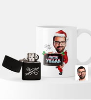 BK Gift Kişiye Özel Yılbaşı Temalı Bay Karikatürlü Çakmak ve Kupa Seti - 1