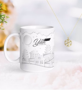 BK Gift Kişiye Özel Yılbaşı Mutlu Yıllar Kupa ve Kar Tanesi Kolye-23 (Model 1)